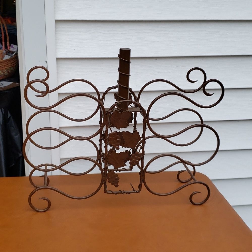 Bronze Colored Wrought Iron Wine Caddy